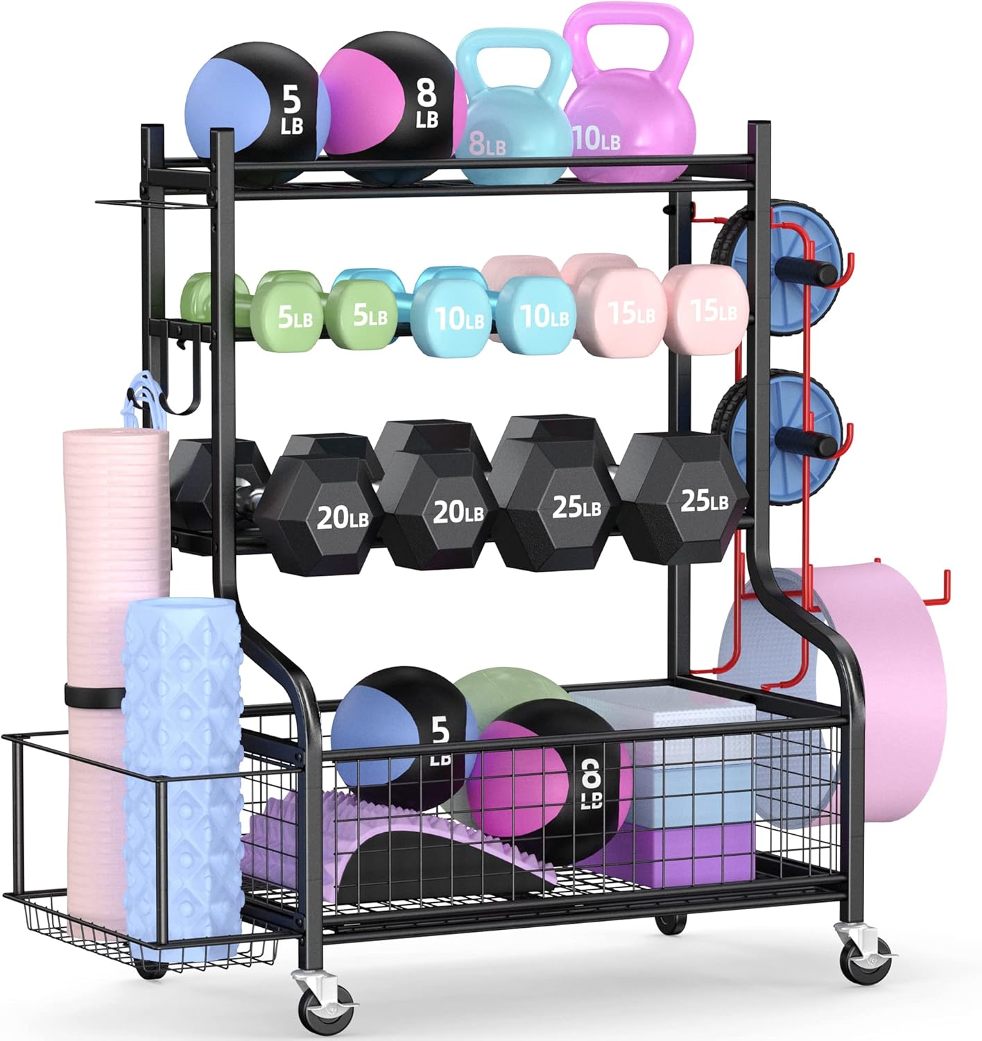 Home Gym Dumbbells - Home Gym Dumbbell Rack with Wheels,