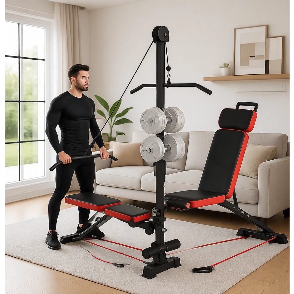 Home Gym Multifunctional - Multi-Functional Weight Bench with Pulley System
