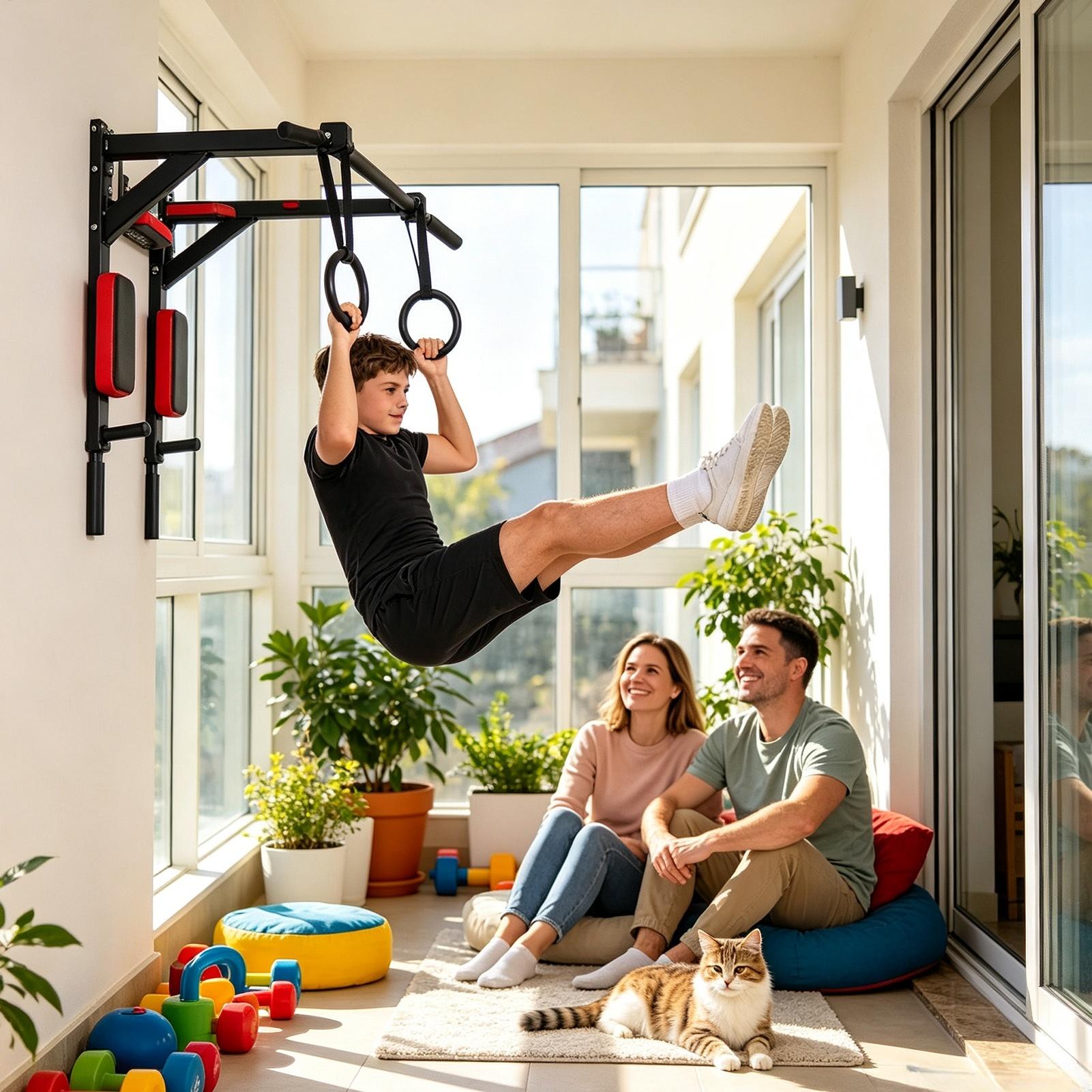 Home Gym Upper Body Workout - Pull Up Bar Wall Mounted Upper