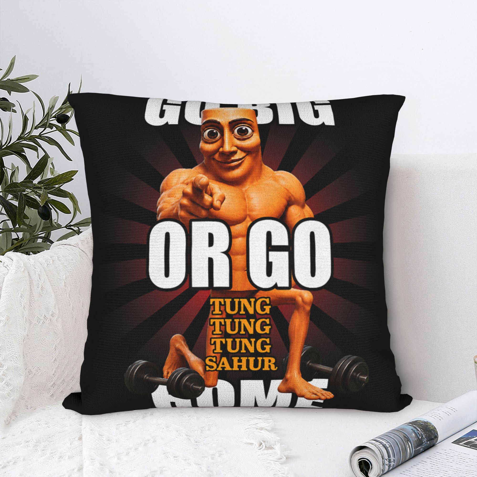 Pillow Case Go Big or Go Tung  - Home Gym Yes Or No 评论和价格
