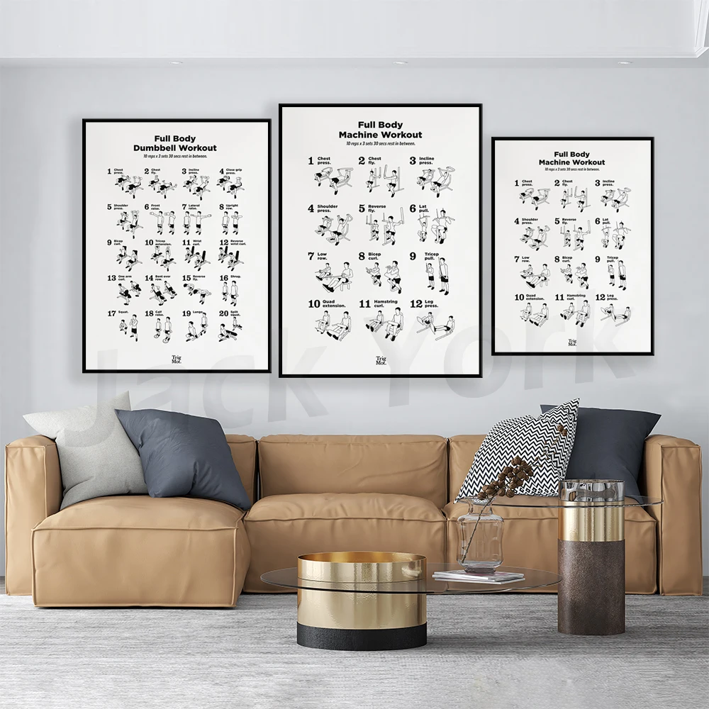 Dumbbell Workout Poster,Gym Po - Home Gym York 评论和价格