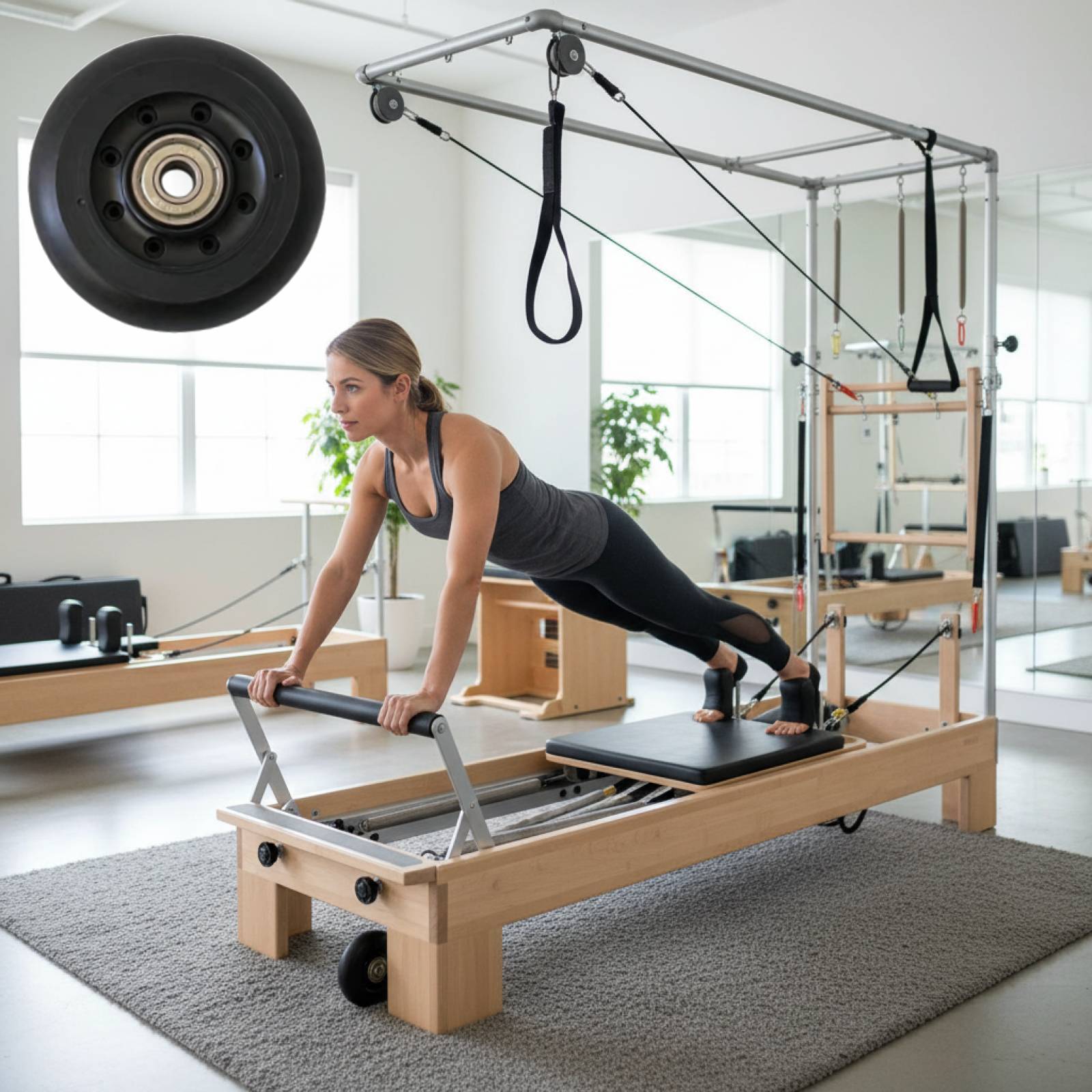 Pilates Reformer Wheel Black W - Home Gym Pilates 评论和价格